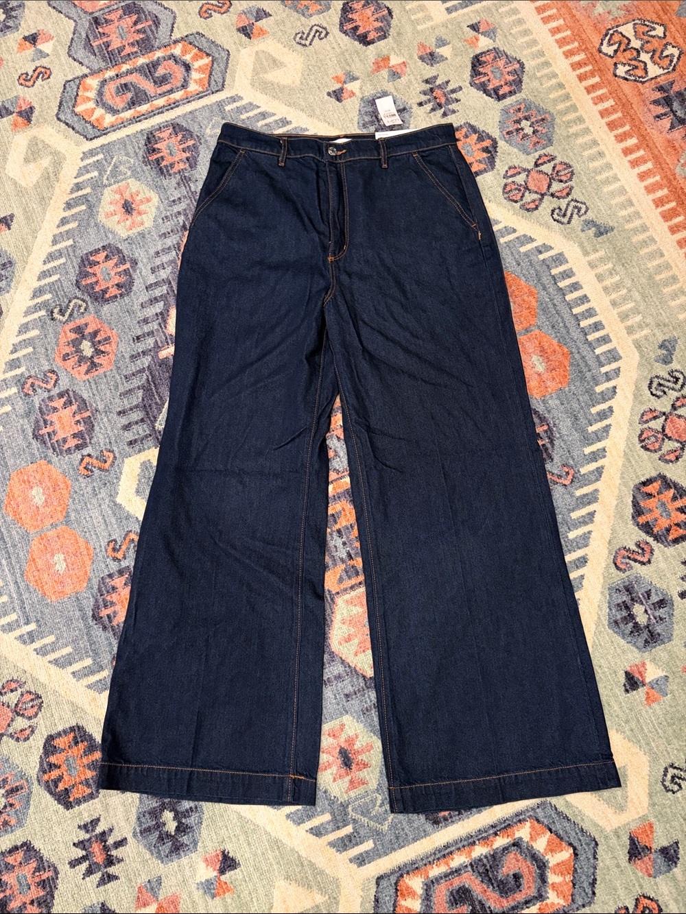 LOFT Dark Blue Wide-Leg Denim Jeans